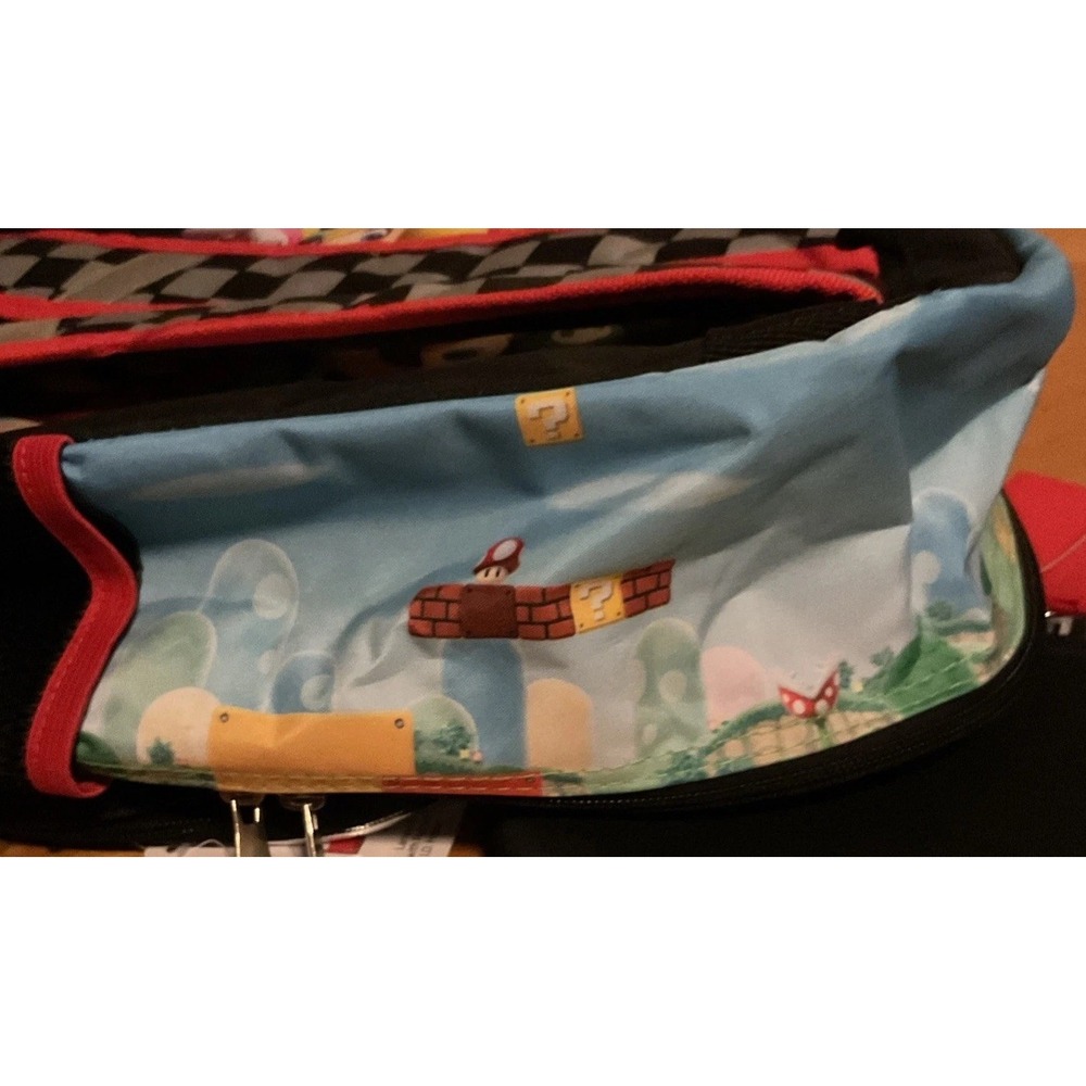 Super Mario Bros Backpack 4pcs Lunch Bag Lanyard Gadget Case Luigi Mario Set 17" - Picture 13 of 13